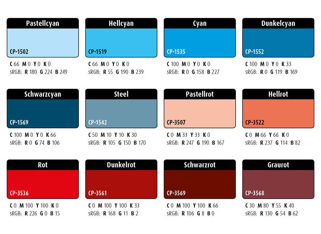 Farbwelten-Set-62: Komplementärkontrast Cyan–Rot